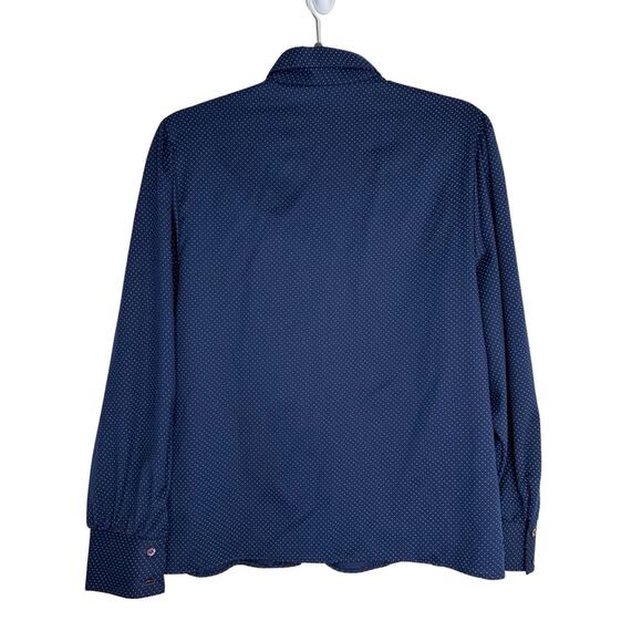 Levi Strauss Button Down Blouse Blue with White Polka Dots Dark Academia Size L - Picture 2 of 12